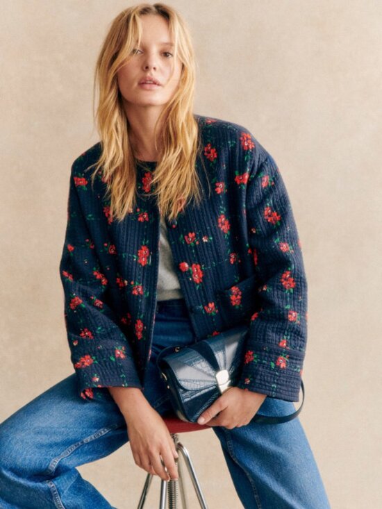 Sezane Jackets & Blazers - Sezane Dakota Jacket, Floral Check, Cotton NWT Size 2 US